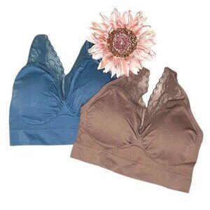 Rhonda Shear 2-pack Seamless Ahh Lace V Neck Bra 1X (RS-21)